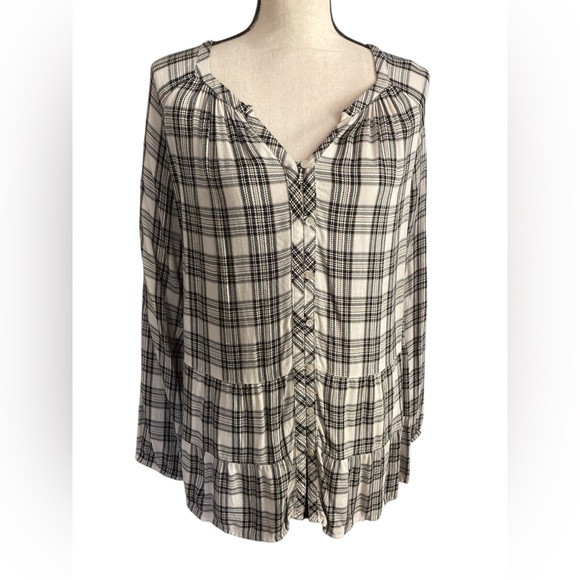 J. Jill Tops - Women’s J Jill plaid tunic top size L button down long sleeve boho casual spring